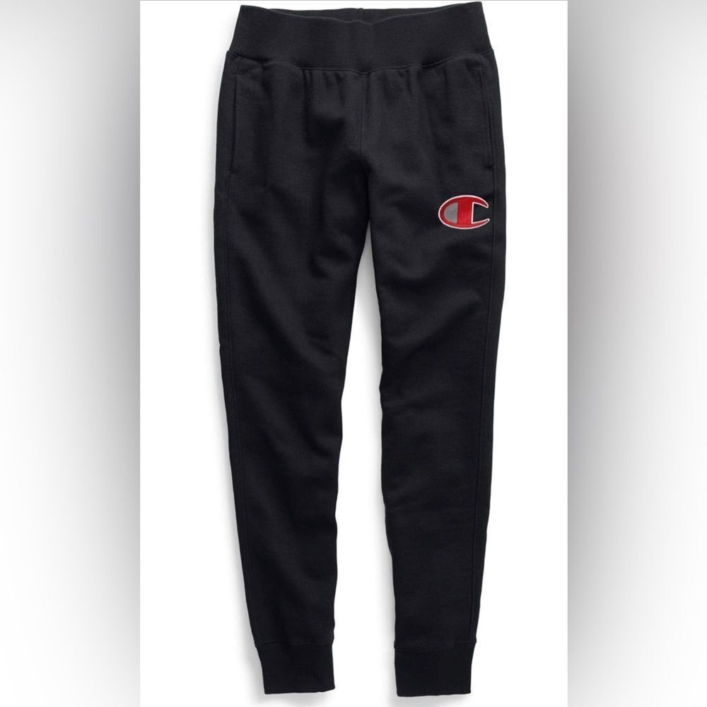 black champion joggers, size small, logo on hip, thick waistband, women’s or men